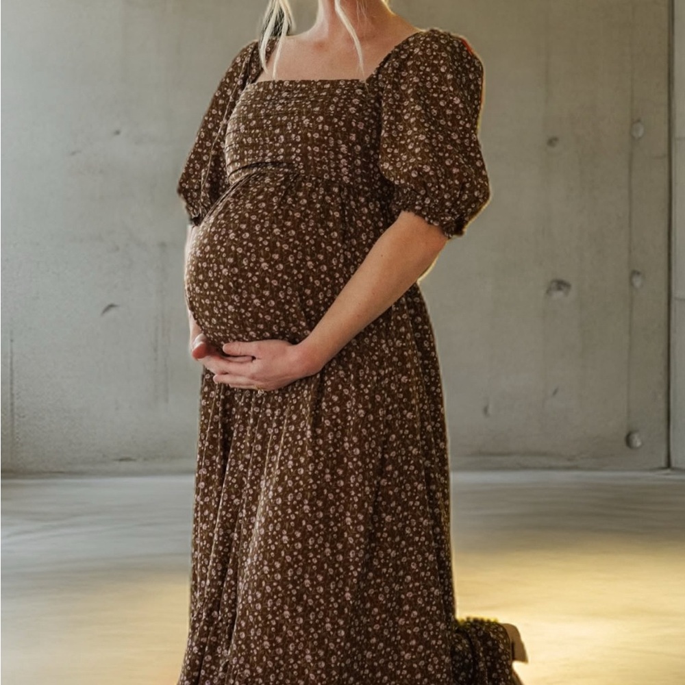 Pinkblush Brown Floral Maternity Dress